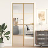 vidaXL Notranja vrata ozka zlata 102,5x201,5cm kaljeno steklo aluminij Cene