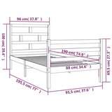  Okvir za krevet od masivnog drva 90 x 190 cm 3FT jednokrevetni | shoptok.hr