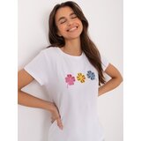 Fashion Hunters White T-shirt with openwork appliqué BASIC FEEL GOOD | Shoptok.si