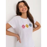 Fashion Hunters White T-shirt with openwork appliqué BASIC FEEL GOOD
