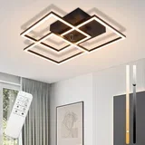 LED stropna svetilka za dnevno sobo, črna, zatemnljiva, kvadratna, moderna, 36 W, z daljinskim upravljalnikom, (22111206)