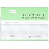 NARODNE NOVINE-UT IV-31/P DOZVOLA ZA POKOP UMRLE OSOBE; Blok 2 x 50 listova, 21 x 14,8 cm | shoptok.hr