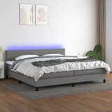 Maison Chic Box spring postelja - Vzmetna postelja z vzmetnico LED temno siva 200x200 cm blago SL2615, (21902628) | Shoptok.si
