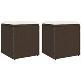  Vrtni stolci s jastucima 2 kom smeđi 40x40x43 cm poliratan | shoptok.hr
