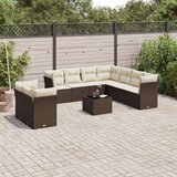 vidaXL 10-dijelni set vrtnih sofa od poliratana s jastucima smeđi | shoptok.hr