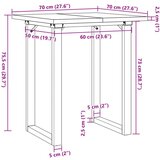  Blagovaonski stol O-oblika 70x70x75 5 cm od borovine i željeza | shoptok.hr