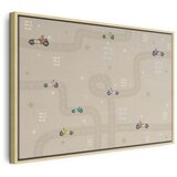  Slika - Race - Colorful Cars on a Road on a Beige Background with Inscriptions 120x80 U prirodnom drvenom okviru | shoptok.hr