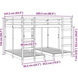  Okvir trojne postelje Rjava 160 x 200 cm Masivno borovo les, (5000102490) | Shoptok.si