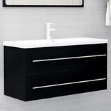 vidaXL Omarica za umivalnik črna 100x38,5x48 cm iverna plošča | Shoptok.si