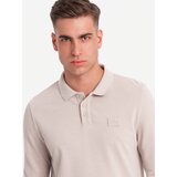 Ombre Men's structured polo longsleeve with patch - ash | Eponuda.ba