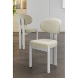 Hanah home set trpezarijskih stolica Dore 2 kom, krem tkanina Babyface, bele metalne noge | Eponuda.com