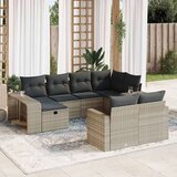 vidaXL 10-dijelni set vrtnih sofa poliratan s jastucima svijetlosivi | shoptok.hr