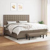 vidaXL Box spring postelja z vzmetnico taupe 200x200 cm blago | Shoptok.si
