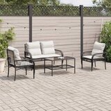 Maison Chic Seti vrtnega pohištva - Vrtna garnitura - Vrtni pohištvo set 4-delna z blazinami črna poli ratan, (21815041) | Shoptok.si