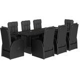  9-dijelni vrtni blagovaonski set s jastucima crni od poliratana | shoptok.hr
