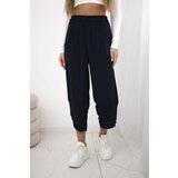 Kesi Włoski Trousers with wide leg and pockets navy blue Cijene