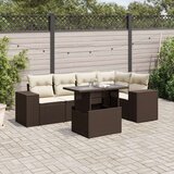 vidaXL 6-dijelni set vrtnih sofa od poliratana s jastucima smeđi | shoptok.hr