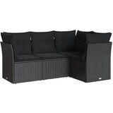 vidaXL Vrtna sedežna garnitura 4-delna z blazinami črna poli ratan, (21033080) | Shoptok.si