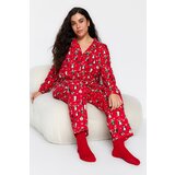 Trendyol Curve Red Patterned Knitted Pajamas Set | Shoptok.si