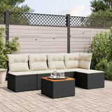  6-dijelni set vrtnih sofa s jastucima crni od poliratana | shoptok.hr