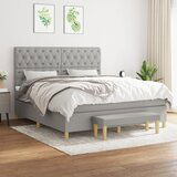 The Living Store Box spring postelja z vzmetnico svetlo siva 160x200 cm žamet - Box Spring Postelja, (21490922) | Shoptok.si