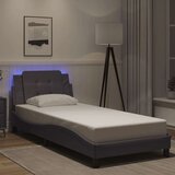 vidaXL Posteljni okvir z LED lučkami siv 100x200 cm umetno usnje | Shoptok.si
