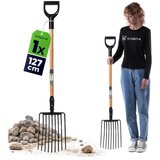 KADAX Zatrepne vile za kamenje in drobljenec 9-zobne kovinske vrtne trdne 129 cm, (5000353883) u