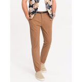 Ombre Men's chino pants with decorative waistband - brown | shoptok.hr
