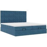  Otomanski posteljni okvir z vzmetnicami moder 160x200 cm žamet, (22053901) | Shoptok.si