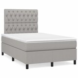 vidaXL Box spring postelja z vzmetnico LED sv. siva 120x190 cm blago Cene