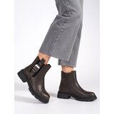 Shelvt Brown women's Chelsea boots with buckle | ePonuda.com
