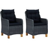 Maison Chic Vrtni stoli - Stol za vrt z blazinami 2 kosa poli ratan temno sive barve JS2141, (21876740) | Shoptok.si