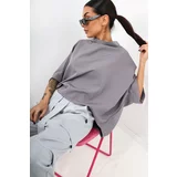Fasardi Gray oversized kimono blouse with stand-up collar