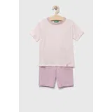 United Colors Of Benetton Otroška bombažna pižama roza barva