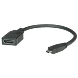 HDMI priključni kabel HDMI A utičnica, HDMI Micro D utikač 0.15 m crna 11.99.5584 sa zaštitom HDMI kabel