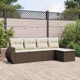 vidaXL 5-dijelni set vrtnih sofa s jastucima poliratan smeđi | shoptok.hr