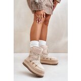 Boto Ladies Platform Snow Boots With Lacing Light Beige Riaviana | shoptok.hr
