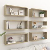 Maison Chic Stenske Police - Viseča polica kockaste 6 kosov sonoma hrast 60x15x23 cm, (21793621) | Shoptok.si