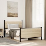 Furnova Kovinski posteljni okvir brez vzmetnice sonoma hrast 107x203 cm, (21934546) Cene