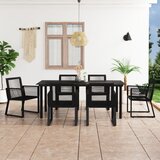  7-dijelni vrtni blagovaonski set od ratana crni | shoptok.hr