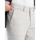 Ombre Men's pants with a classic cut in a delicate check - beige | Shoptok.si