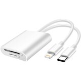 LINQ Bralnik kartic SD / Micro-SD za USB-C / Lightning 480Mbps, Bela, (5000063520) | Shoptok.si