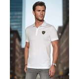 DStreet Koszulka męska polo z naszywką biała | Shoptok.si