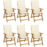  Sklopive stolice 6 kom s jastucima od punog bagremovog drveta Krema 120 x 50 x 3 cm | shoptok.hr