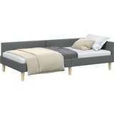 vidaXL Kotna postelja Temno siva 80 x 200 cm Tkanina in oblikovan les | Shoptok.si