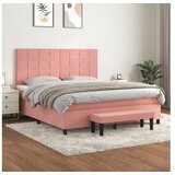 vidaXL Box spring postelja z vzmetnico roza 180x200 cm žamet | Shoptok.si