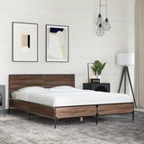 Maison Chic Posteljni okvir - Dvoposteljna postelja - Zakonska postelja rjav hrast 135x190 cm inženirski les in kovina-J14808, (21760927) | Shoptok.si