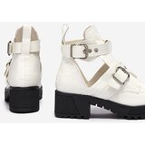 Resti White lacquered women's boots with cutout and embossing Malevib- Footwear | ePonuda.com