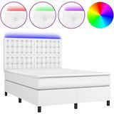 Maison Chic Box spring postelja - Vzmetna postelja z vzmetnico LED bela 140x190cm umetno usnje SL15637, (21904262) | Shoptok.si