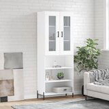 vidaXL Visoka omara bela 69,5x34x180 cm inženirski les | Shoptok.si